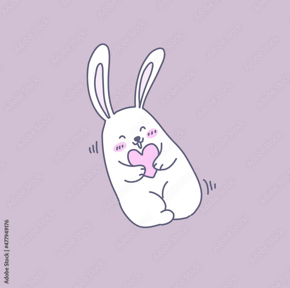 Fototapeta premium cute beautiful funny cartoon bunny on pink background