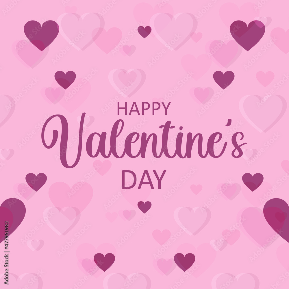 Valentine's Day. Greeting pink card with hearts and text. Romantic holiday of declaration of love.Vector.