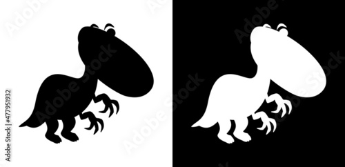 фотографія Carnivorous dinosaur with big claws with shadow in black and white