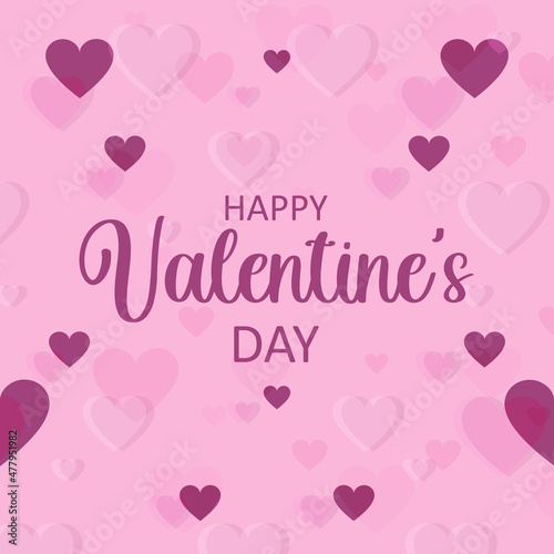Valentine's Day. Greeting pink card with hearts and text. Romantic holiday of declaration of love.Vector.