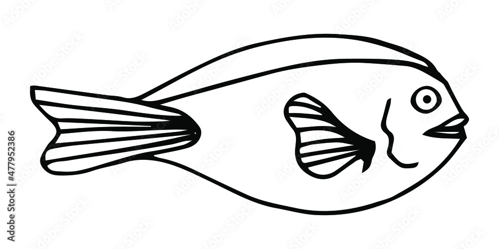 Hand drawn cartoon fish. Vector illustration isolated on white background. Hand drawn cartoon fish. Vector illustration isolated on white background.