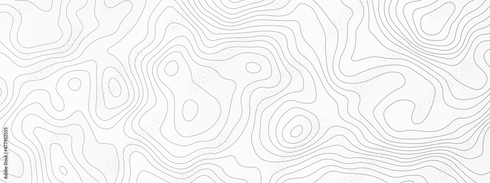 Fototapeta premium Vector contour topographic map background. Topography and geography map grid abstract backdrop, Vector illustration of topographic line contour map, black-white design, Luxury black abstract line art.