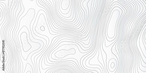 Vector contour topographic map background. Topography and geography map grid abstract backdrop, Vector illustration of topographic line contour map, black-white design, Luxury black abstract line art.