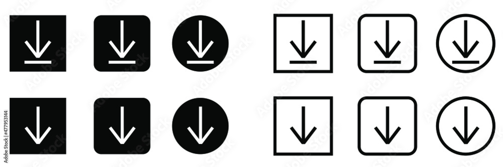 Set of download and send icon. Download web sign. Vector black down arrow icons. Vector isolated elements on white background.
Set of download and send icon. Download web sign. Vector black down arrow icons. Vector isolated elements on white background.