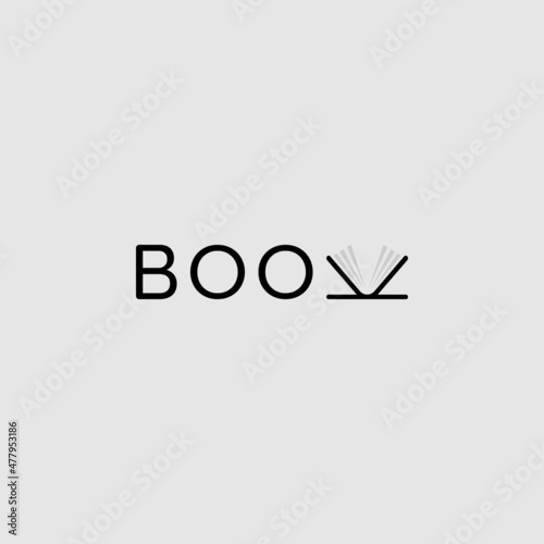 A flat, simple, and minimalist typography design of a word Book