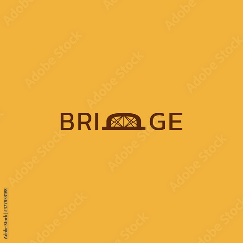 A flat, simple, and minimalist typography design of a word Bridge