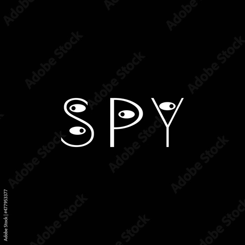 A flat, simple, and minimalist typography design of a word Spy