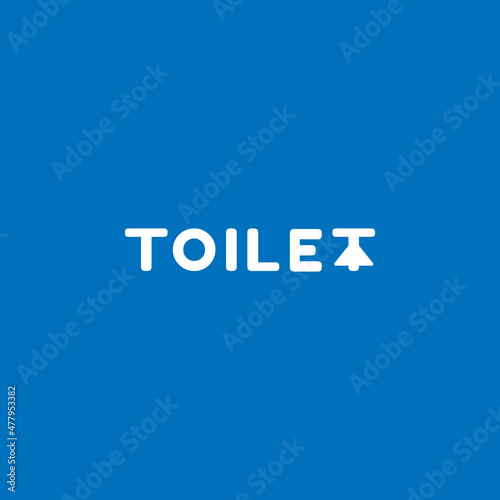 A flat, simple, and minimalist typography design of a word Toilet