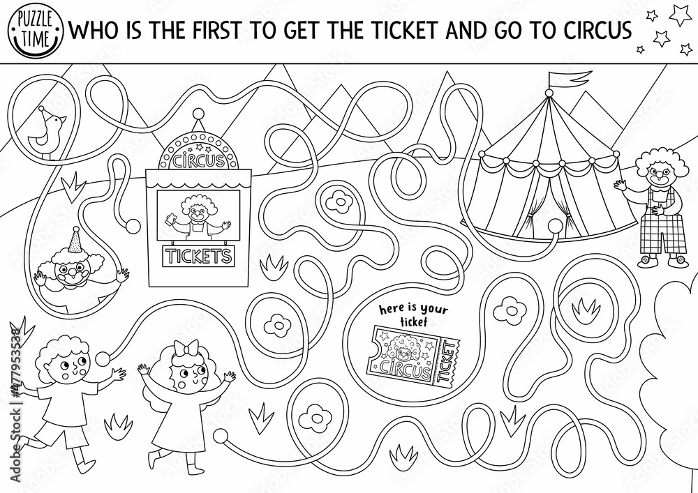 Circus Ticket Coloring Page