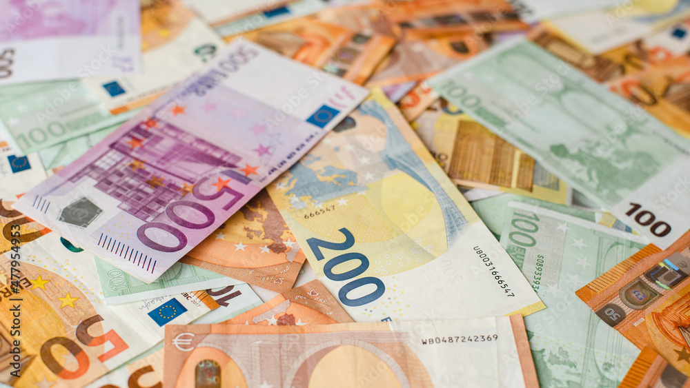 Currency of the European Union, euro banknotes. Various Euro bills as finance concept background image. Currency of the European Union, euro banknotes. Various Euro bills as finance concept background image.