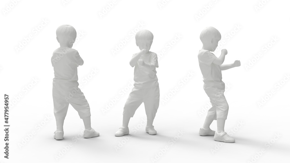 3D rendering of a karate kid small child digital model isolated on empty background 3D rendering of a karate kid small child digital model isolated on empty background