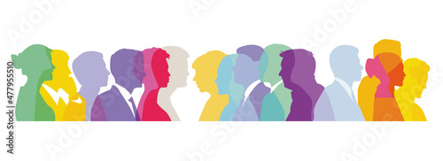 Bunte Gesichter im Profil, Menschenmenge illustration