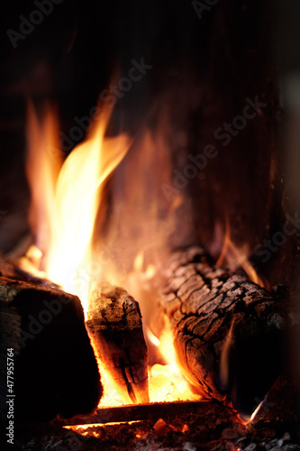 fire in a fireplace