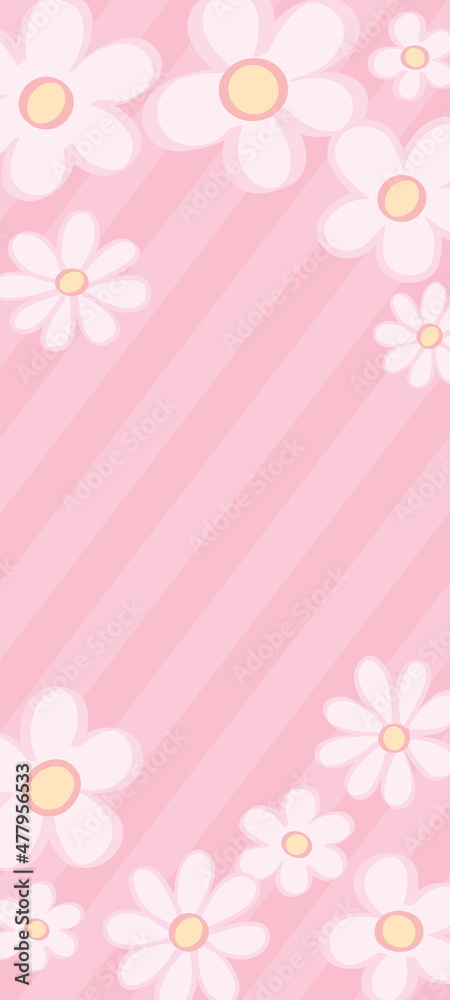 ピンクの花柄の背景イラスト