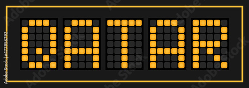 Orange color led in word qatar on black background