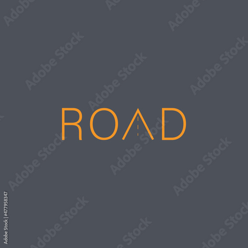 A flat, simple, and minimalist typography design of a word Road