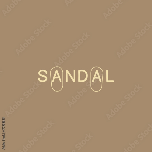 A flat, simple, and minimalist typography design of a word Sandal