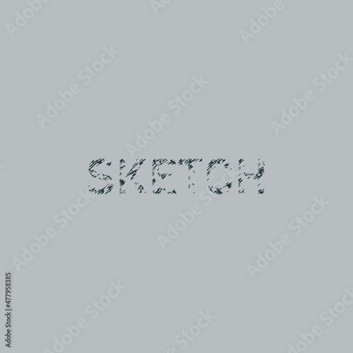 A flat, simple, and minimalist typography design of a word Sketch