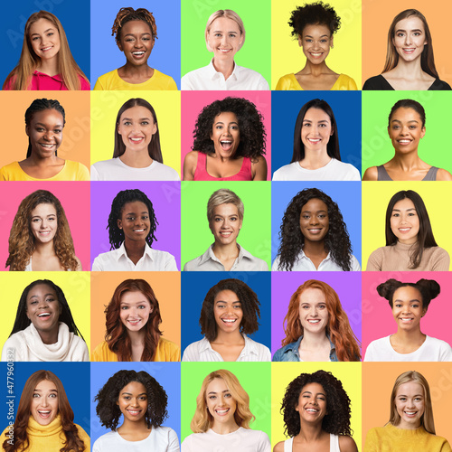 Diverse beautiful ladies faces from different ethnicities © Prostock-studio