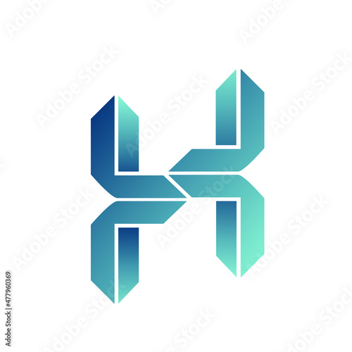 Free Download Letter H logo.Typographic icon.Lettering sign isolated on light background.Alphabet initial.Modern design, geometric, web, tech, corporate, bold, 3d style character. - GFXLoad