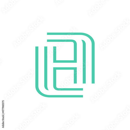 Letter H logo.Typographic icon.Lettering sign isolated on light background.Alphabet initial.Modern design, geometric, web, tech, corporate style character.