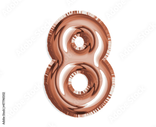 Rose gold, bronze number eight air balloon for baby shower celebrate decoration party
