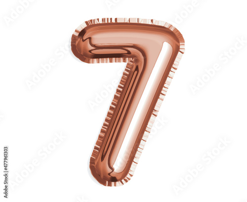 Rose gold, bronze number seven air balloon for baby shower celebrate decoration party