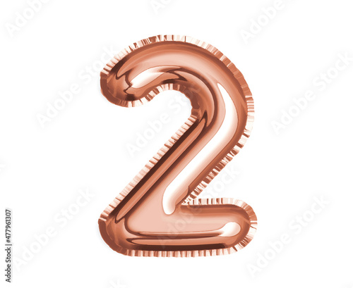 Rose gold, bronze number two air balloon for baby shower celebrate decoration party