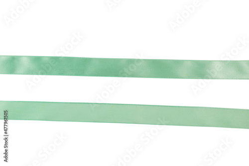 Green ribbon isolated on white background.