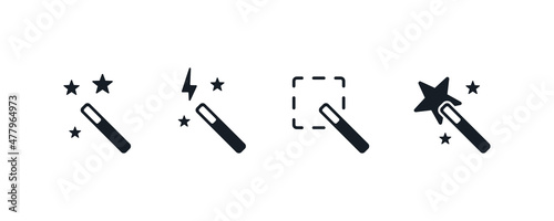 Magic wand graphic editing tool icon set.