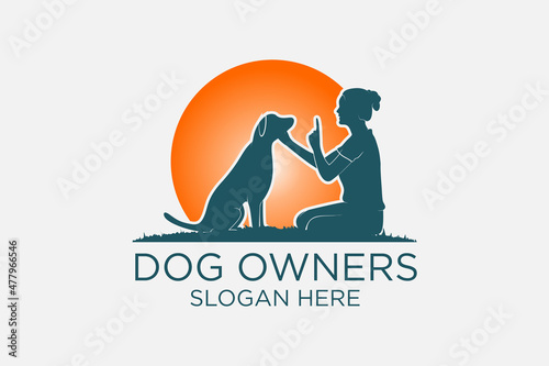 Obraz na płótnie logo design dog owners . premium vector w salonie