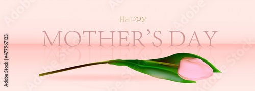 Valokuva Happy mother's day elegant banner pink