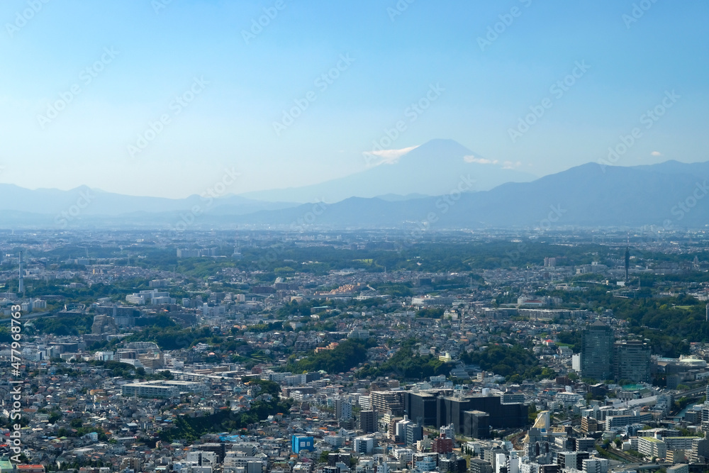 神奈川県横浜市 横浜ランドマークタワー展望台からの眺め 西側、富士山方面