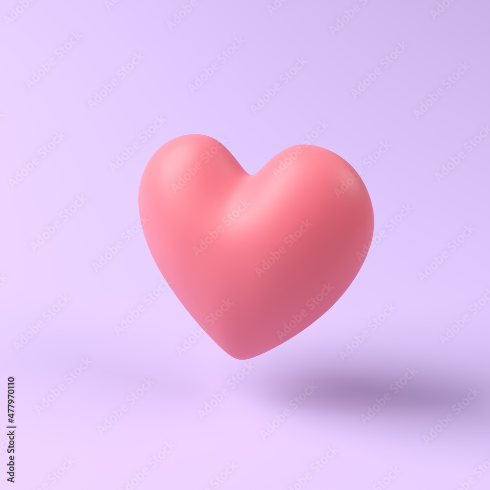 3d object floating on pastel background, love icon, heart icon. 3d rendering 