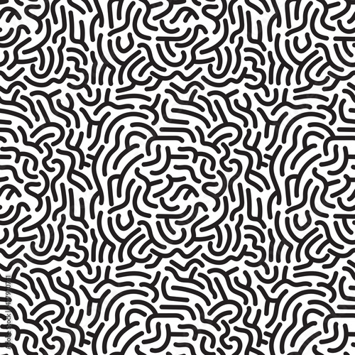 Seamless pattern. Abstract black doodles, curls. Vector background 