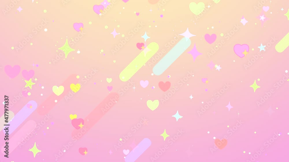 Looped cartoon pastel crossing hearts sky animation.
