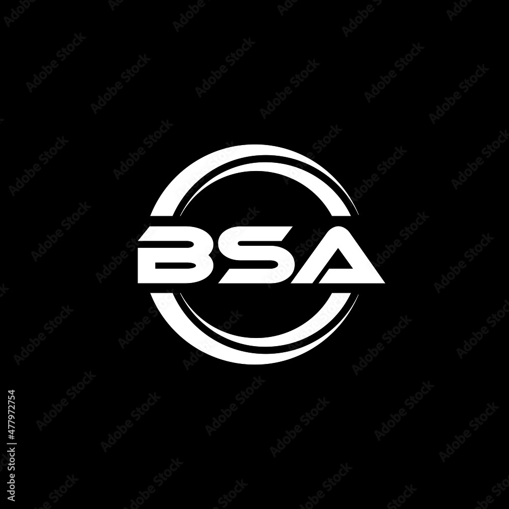 BSA letter logo design with black background in illustrator, vector logo modern alphabet font overlap style. calligraphy designs for logo, Poster, Invitation, etc.
