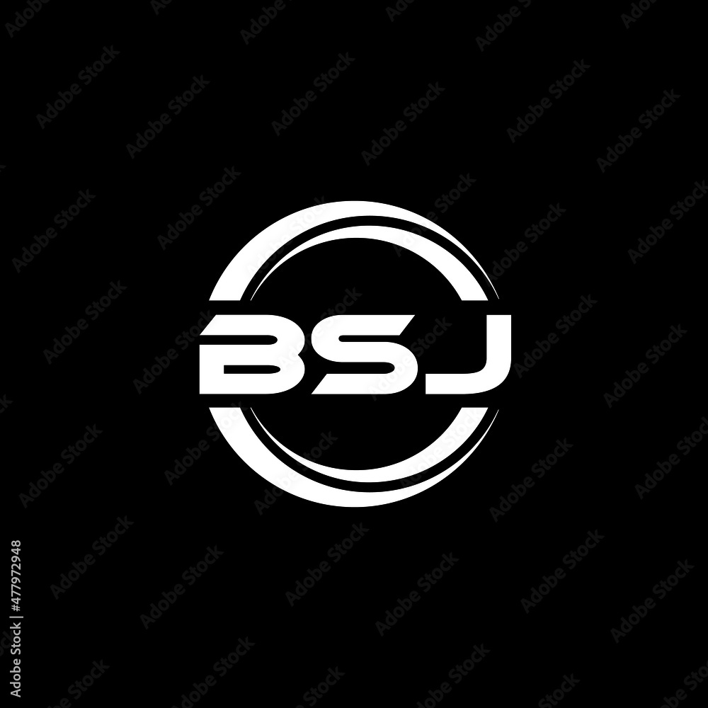 BSJ letter logo design with black background in illustrator, vector ...