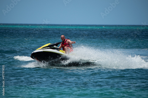 Jetski on bright blue waters