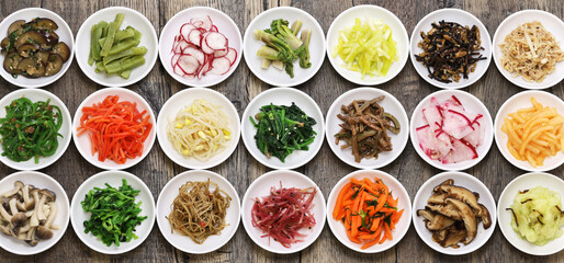 assorted namul, korean food