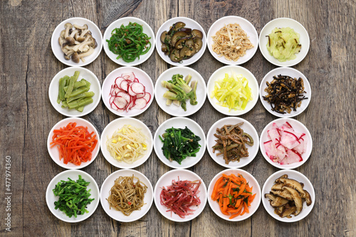 assorted namul, korean food photo