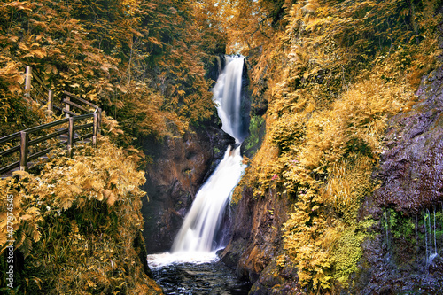 Ess-Na-Laragh waterfall in Glenariff Forest Park, Northern Ireland photo