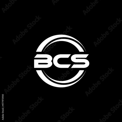 BCS letter logo design with black background in illustrator, vector logo modern alphabet font overlap style. calligraphy designs for logo, Poster, Invitation, etc. photo