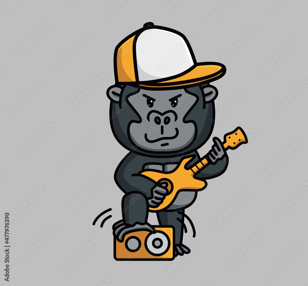 cute animal playing a music guitarist cartoon.Animal Isolated Flat Style Sticker Web Design Icon illustration Premium Vector Logo mascot character cute animal playing a music guitarist cartoon.Animal Isolated Flat Style Sticker Web Design Icon illustration Premium Vector Logo mascot character