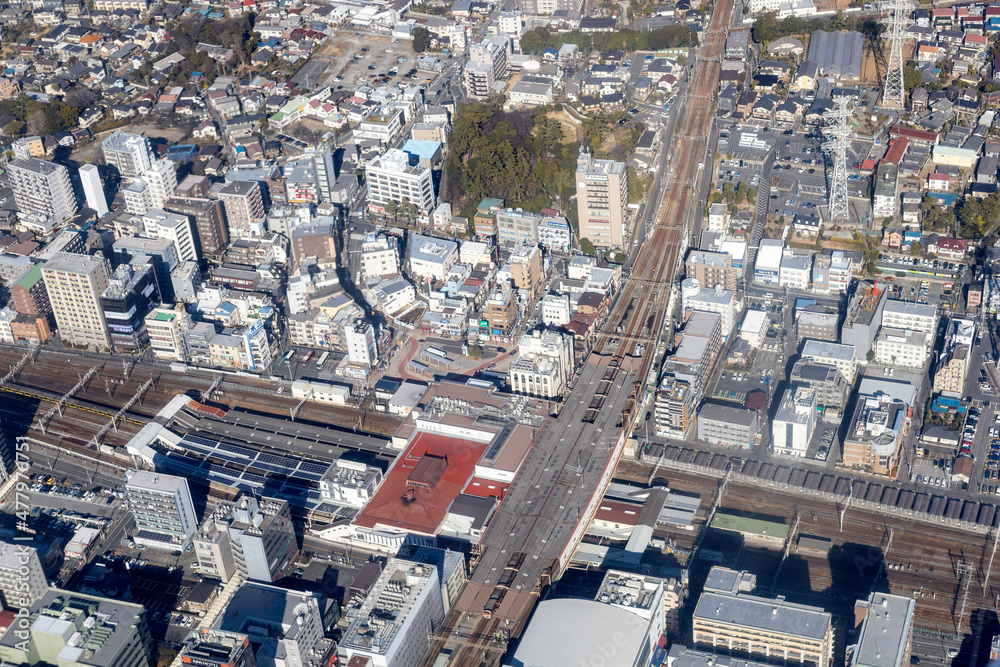 Fototapeta premium 千葉県の西船橋駅付近を空撮