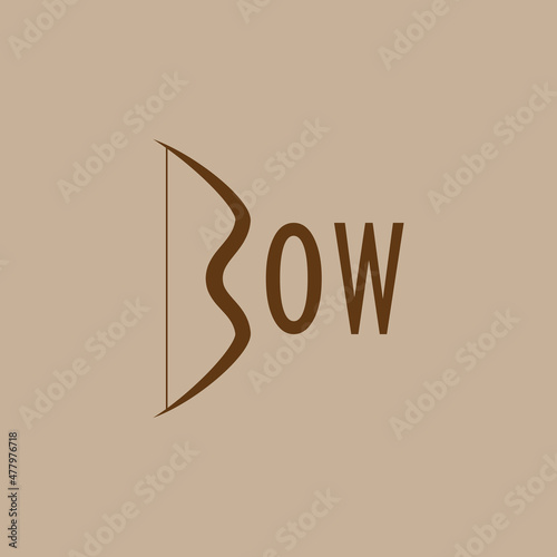 A flat, simple, and minimalist typography design of a word Bow