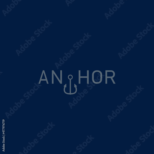 A flat, simple, and minimalist typography design of a word Anchor