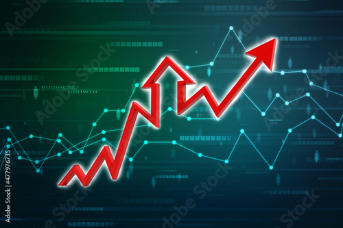 3d rendering business graph and documents. Stock market chart. Business graph background, Financial Background  © Greentech