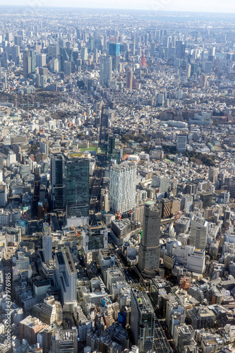 渋谷上空から六本木方向を空撮
