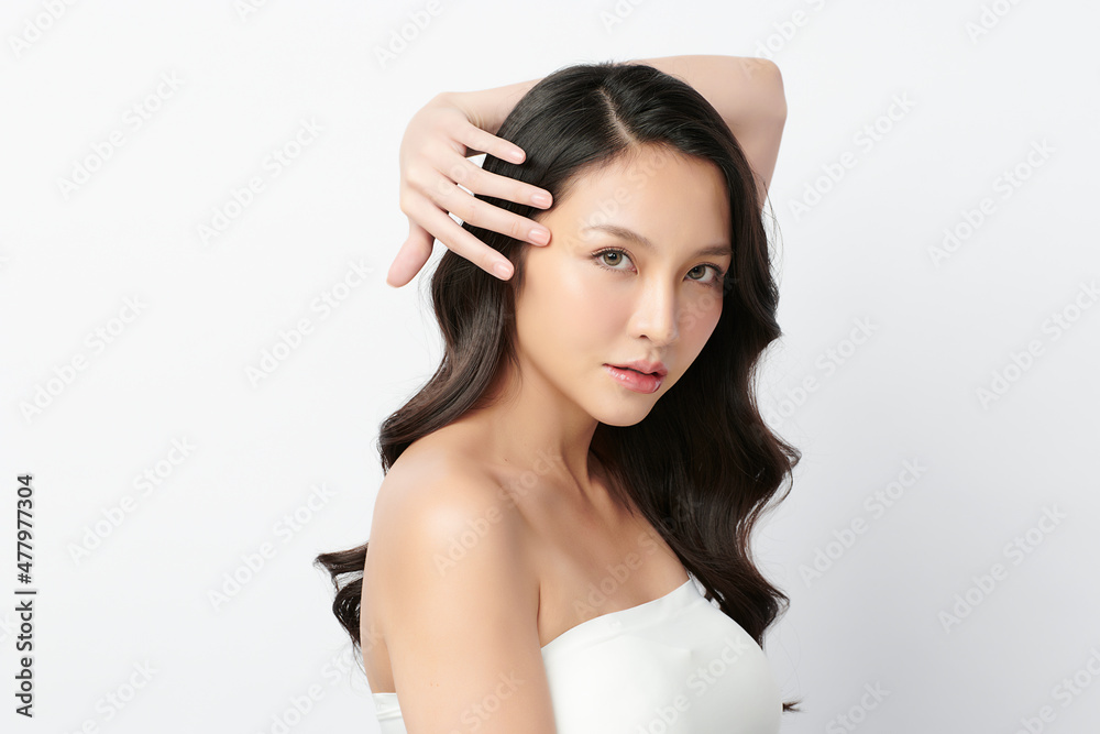 Beautiful young asian woman with clean fresh skin on white background, Face care, Facial treatment, Cosmetology, beauty and spa, Asian women portrait. Beautiful young asian woman with clean fresh skin on white background, Face care, Facial treatment, Cosmetology, beauty and spa, Asian women portrait.